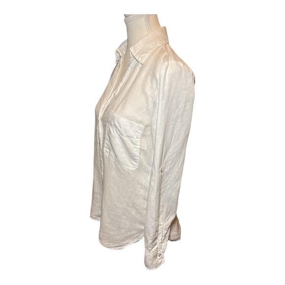 ZARA Oversized White Linen Button Down Shirt Sz XS Summer Lightweight Neutral - Picture 6 of 14